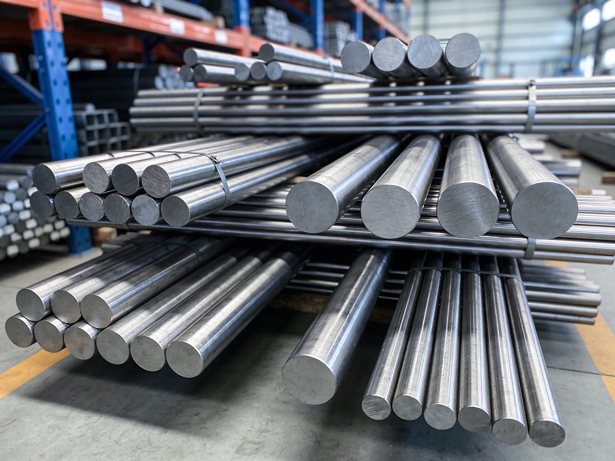 Stacked round stainless steel bars
