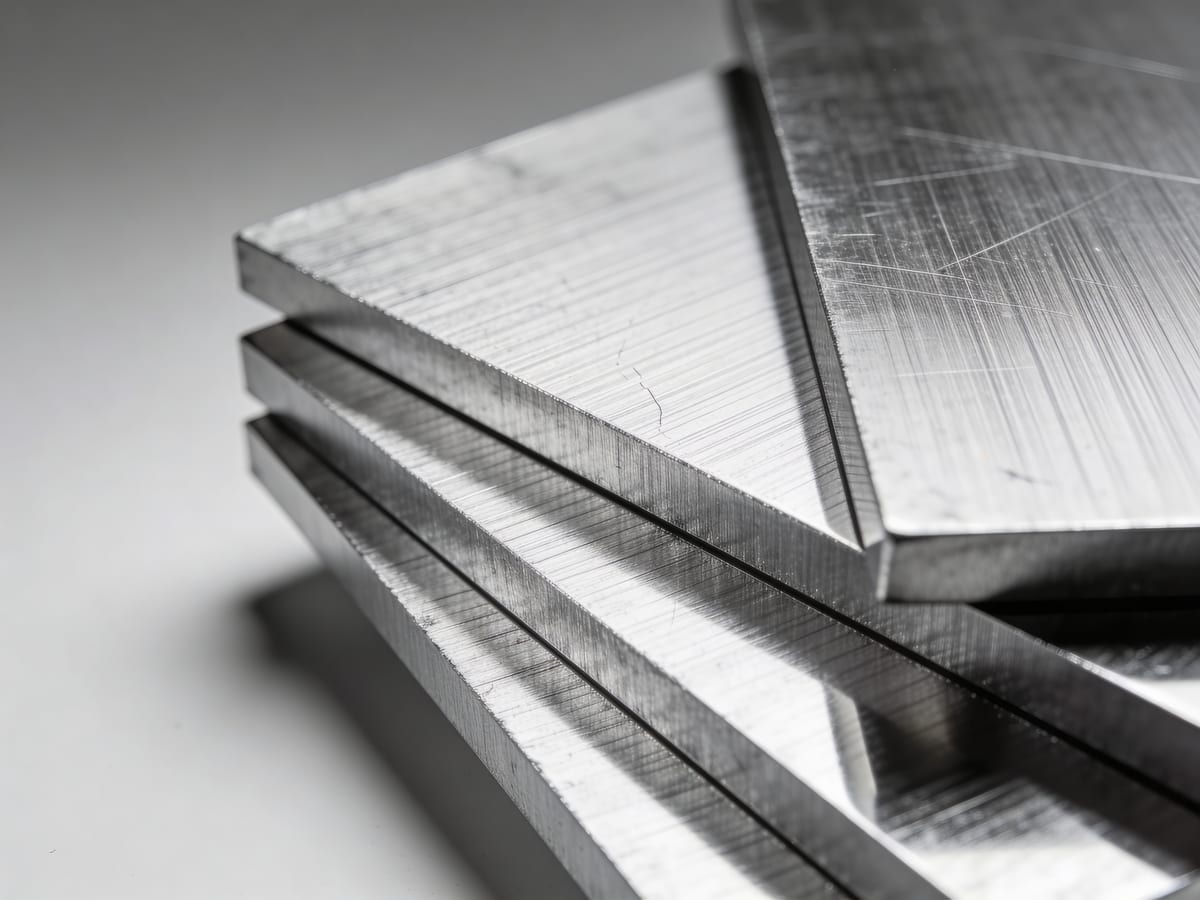 Stacked brushed stainless steel plates